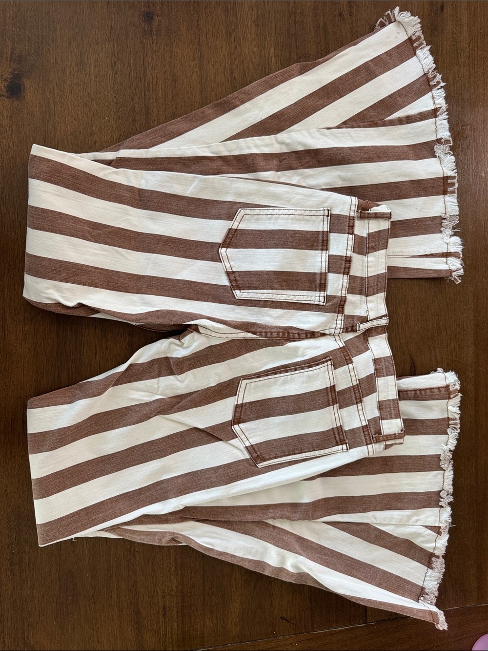 Striped Flared Pants — Brown & Cream